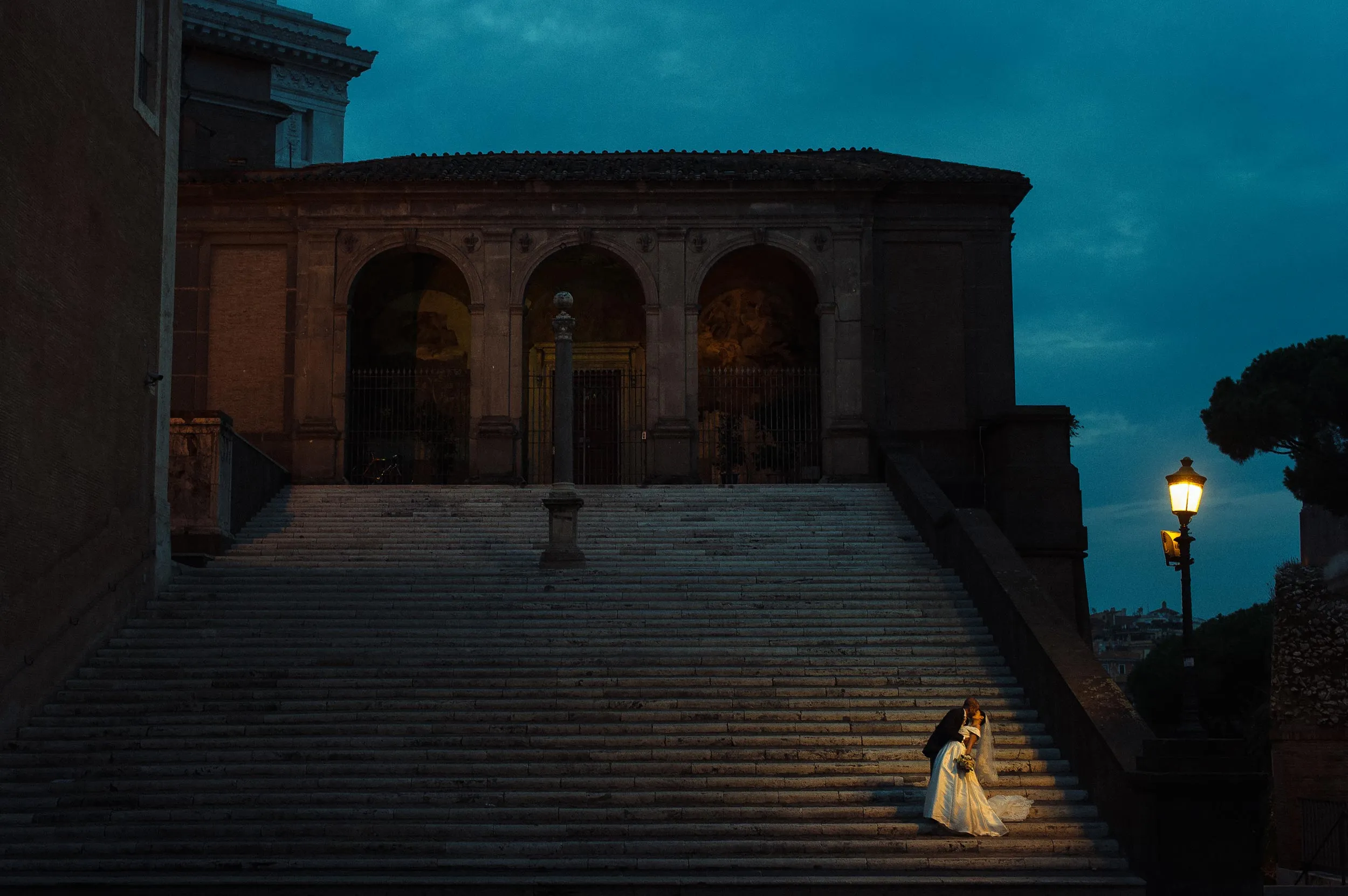 Wedding in Rome - Ara Coeli steps at night