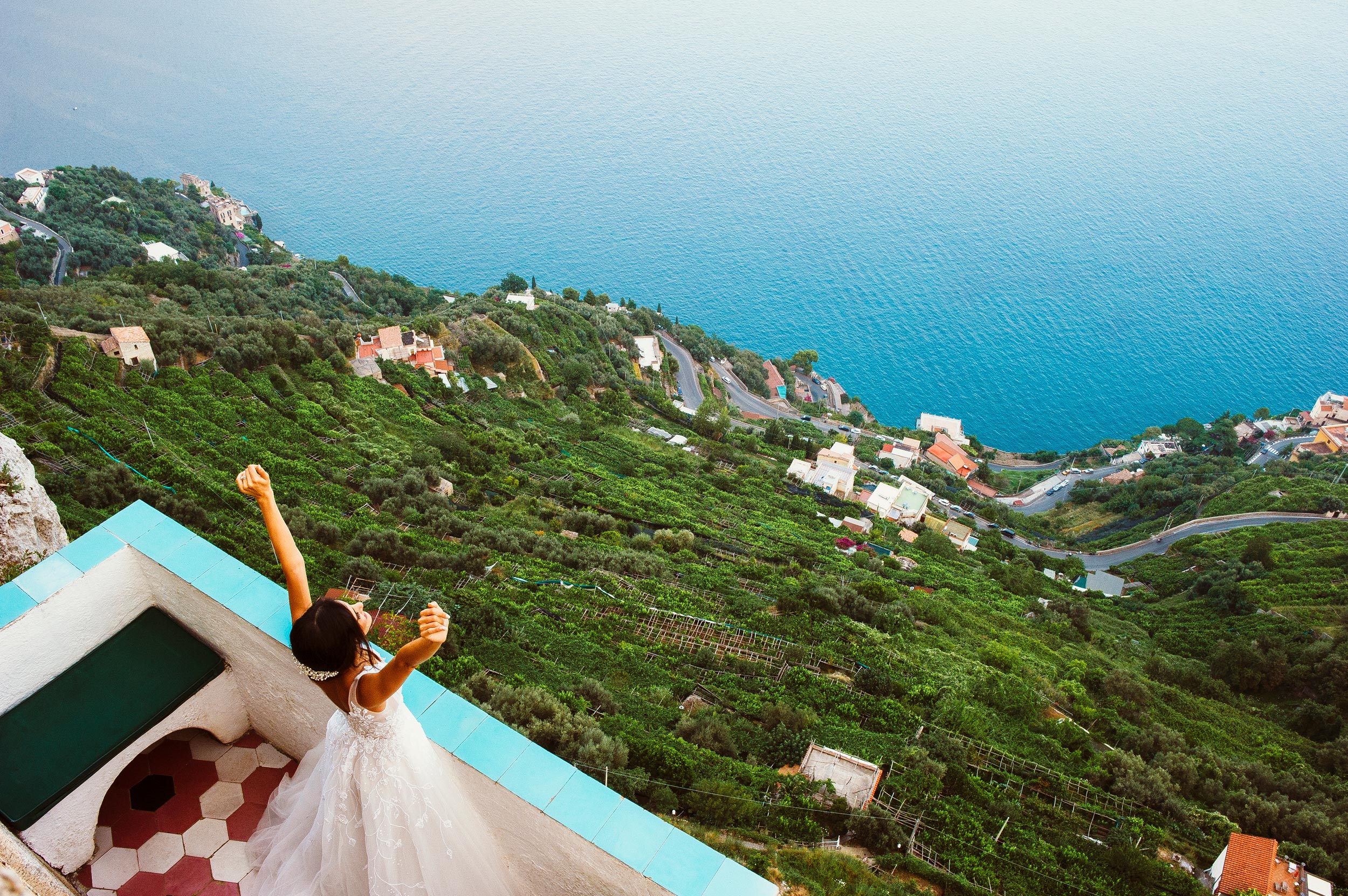 Ravello elopement at Villa Cimbrone balcony over the sea, Amalfi Coast
