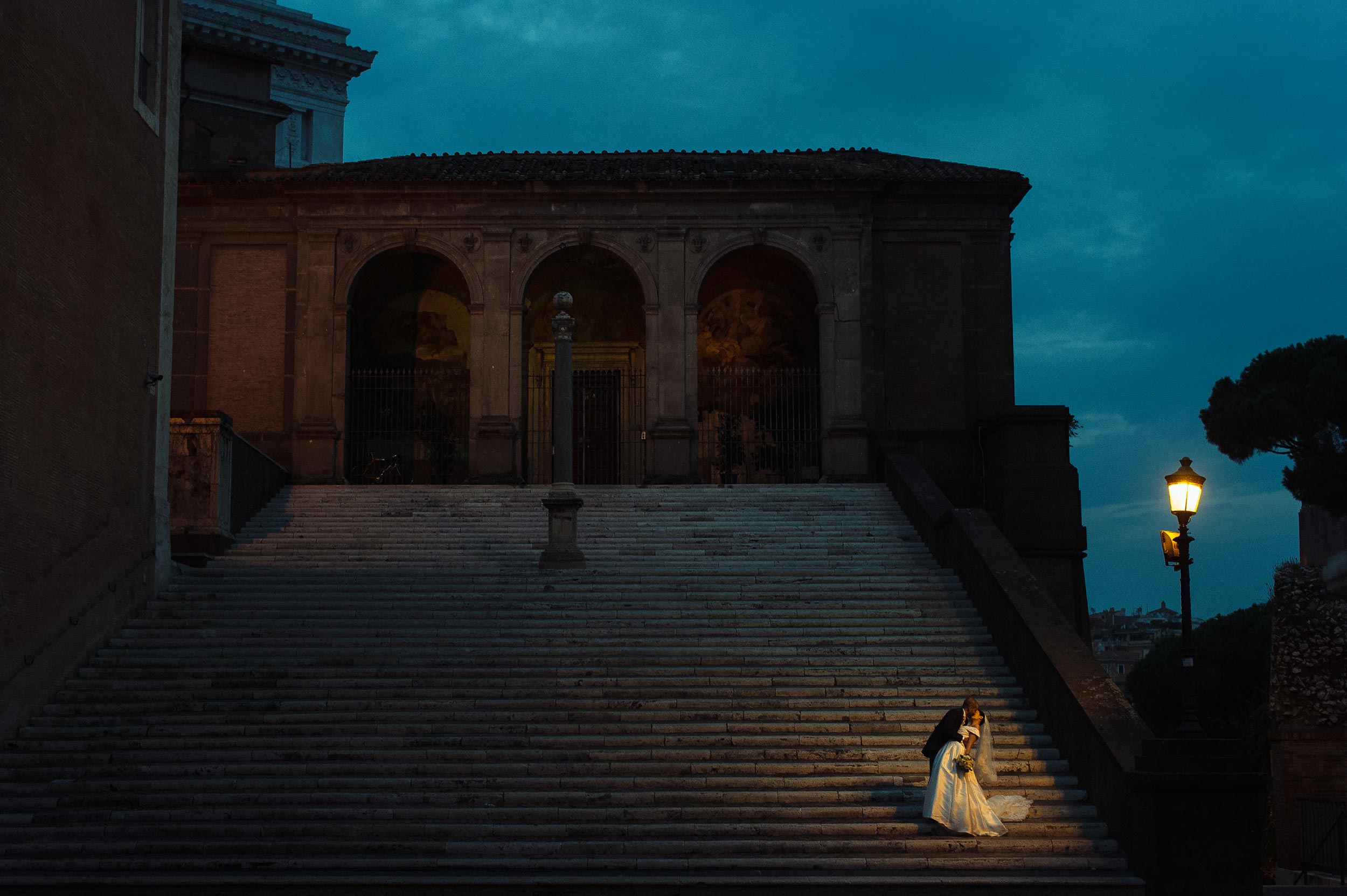 wedding in rome ara coeli steps at night